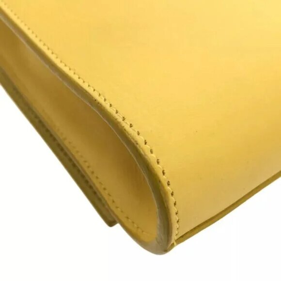 100% Authentic SAINT LAURENT PARIS Yellow Gold Leather Clutch Bag 500-11524 - Picture 5 of 12